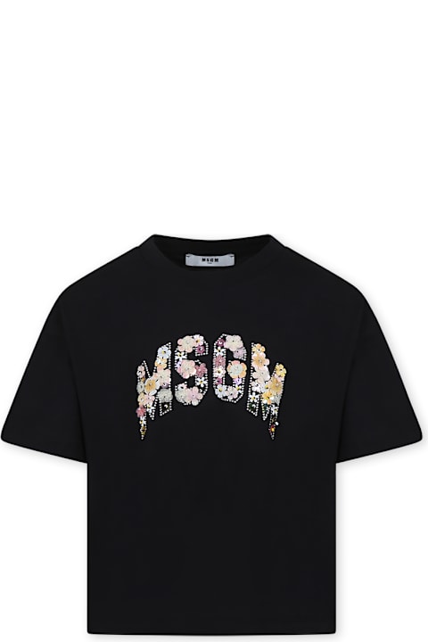 Homeware MSGM Black T-shirt For Girl With Logo