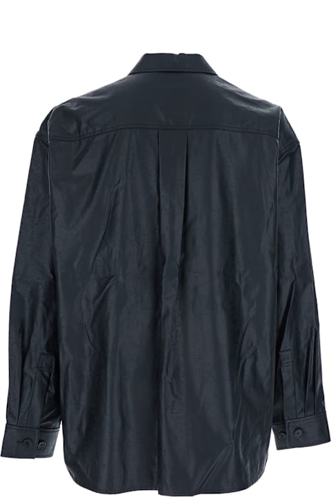 Juun.J for Women Juun.J Dark Blue Shirt With Classic Collar And Chest Pocket In Cotton Man