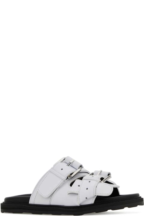 Moschino White Leather Slippers