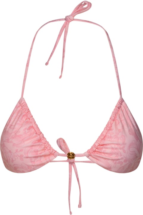 Versace Swimwear for Women Versace 'barocco' Pink Polyester Blend Bikini Top