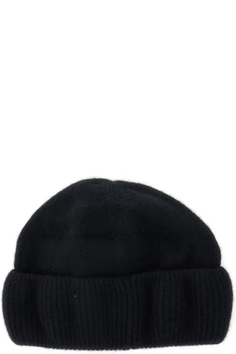 Helen Kaminski for Men Helen Kaminski 'vivian' Black Beanie With Logo Plaque Detail On The Front In Cashmere Woman