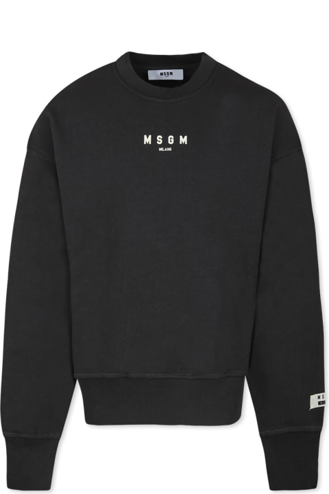 MSGM Sweaters & Sweatshirts for Boys MSGM Black Sweatshirt For Kids With Logo