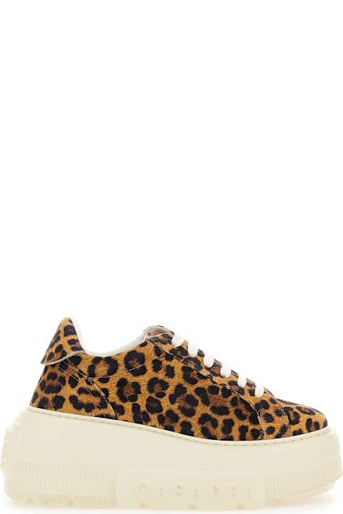 Homeware Casadei 
malesia
 Brown Sneakers With Maxi Rubber Sole And Leopard Motif In Suede Woman