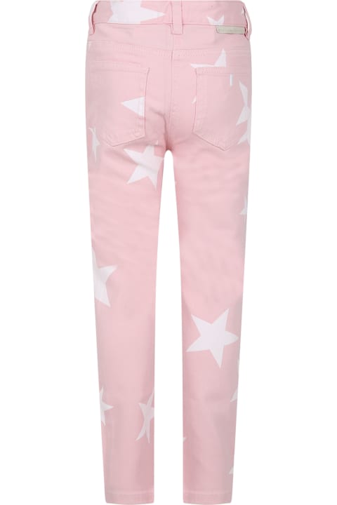 Stella McCartney Kids Bottoms for Girls Stella McCartney Kids Pink Jeans For Girl With Stars And Logo