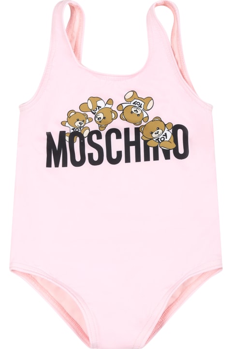 Sale for Baby Boys Moschino Pink Swimsuit For Baby Girl With Teddy Bears