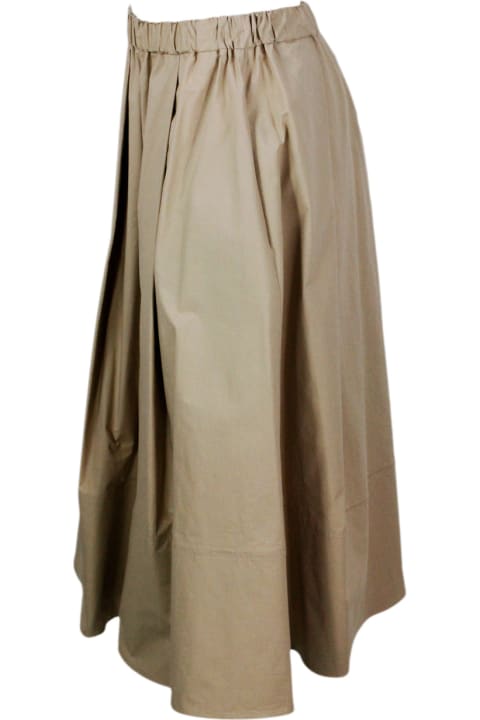 ウィメンズ Antonelliのスカート Antonelli Long Skirt With Elastic Waist And Welt Pockets With Pleats Made Of Stretch Cotton