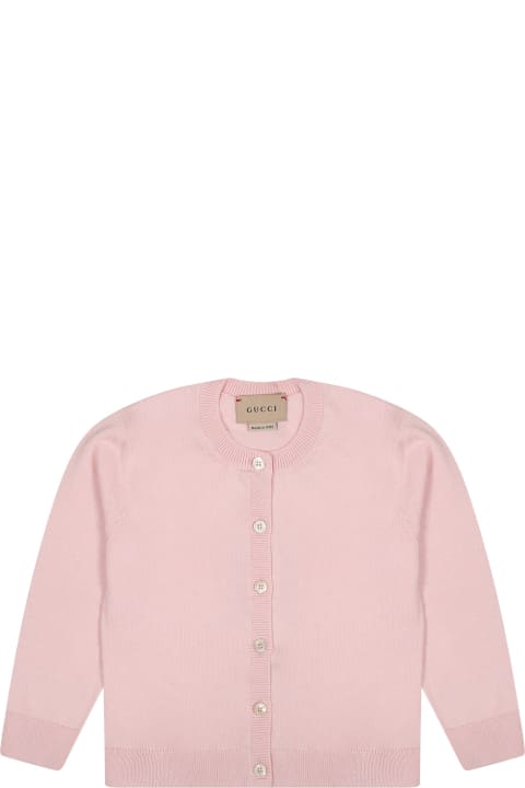 Gucci Clothing for Baby Girls Gucci Pink Cardigan For Baby Girl With Logo