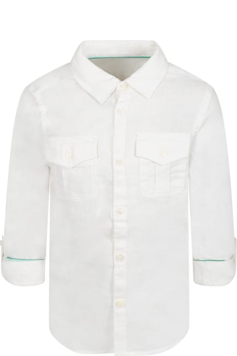 White Shirt For Boy With Logo Patch