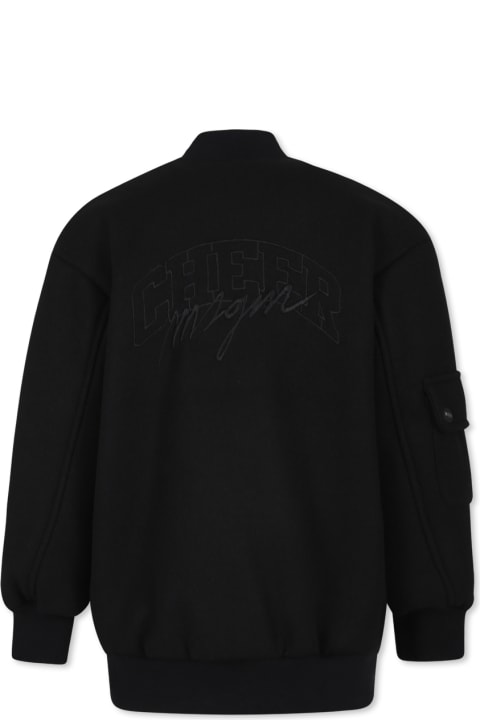 Homeware MSGM Oversized Black Jacket For Girl With Logo