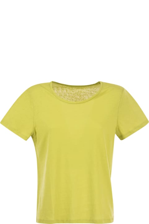 Fashion for Women Majestic Filatures Crew-neck T-shirt In Linen And Short Sleeve