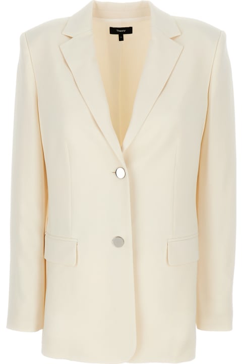 Theory Clothing for Women Theory Ivory White Single-breasted Blazer With Classic Lapels In Technical Fabric Woman
