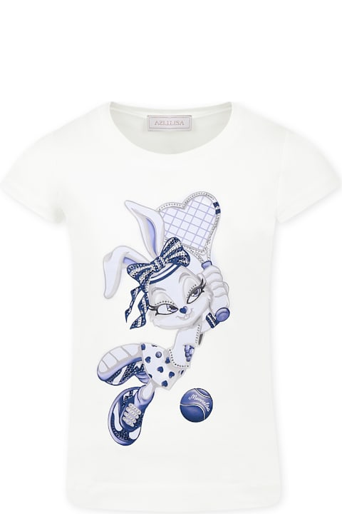 Homeware Monnalisa White T-shirt For Girl With Bunny
