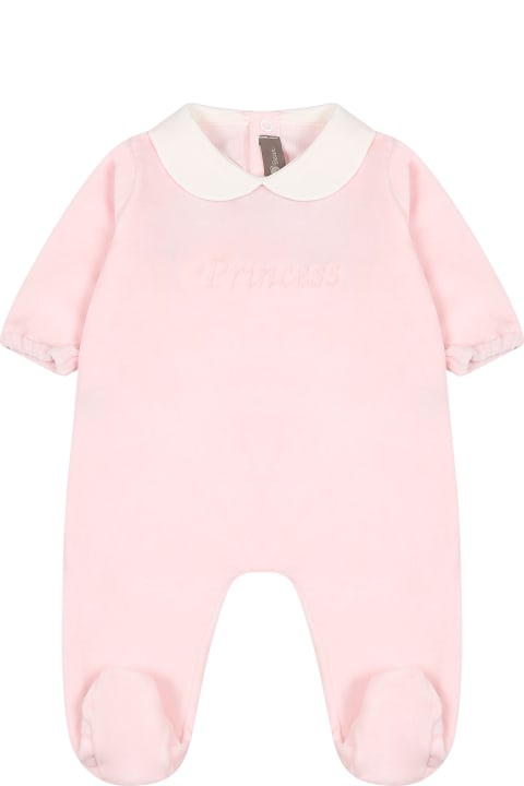 ベビーガールズ ボディスーツ＆セットアップ Little Bear Pink Babygrow For Baby Girl With Embroidery