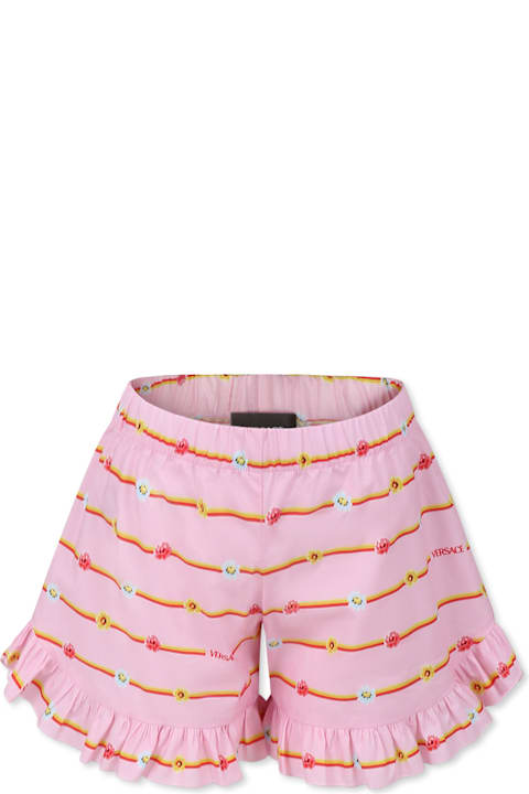 Versace Clothing for Baby Girls Versace Pink Shorts For Baby Girl With Logo