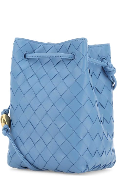 Bottega Veneta Totes for Women Bottega Veneta Cerulean Blue Leather Bucket Bag