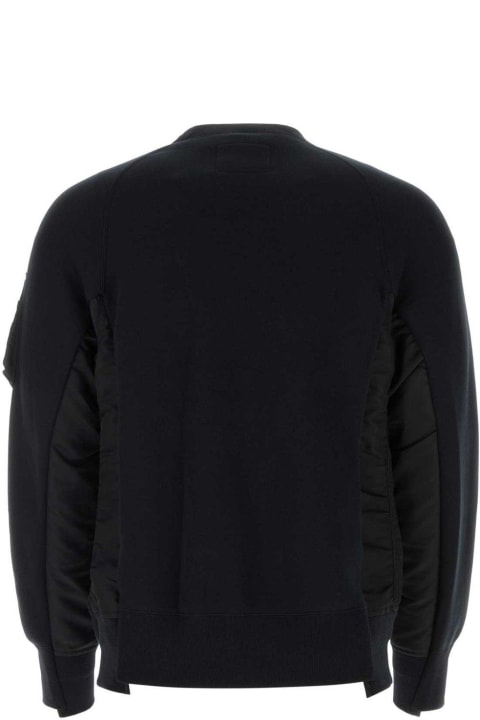 Sacai Sweaters for Men Sacai Panelled-design Crewneck Sweatshirt