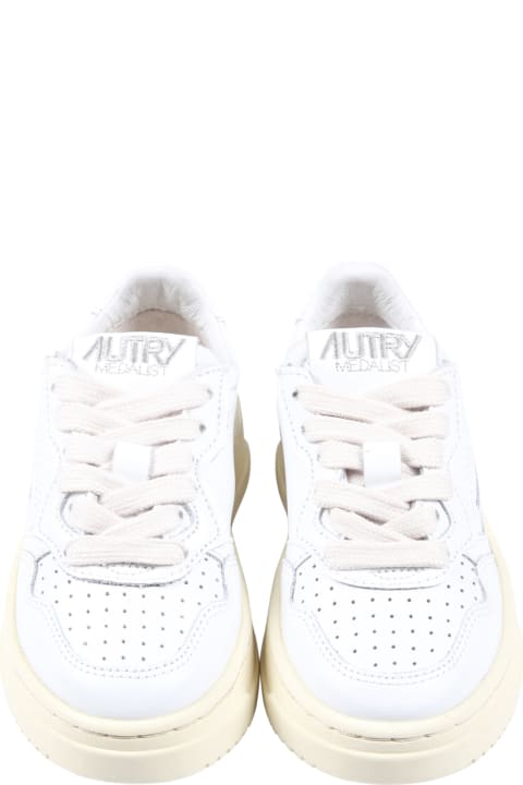 ボーイズ Autryのシューズ Autry White Sneakers For Kids With Ivory Deatils