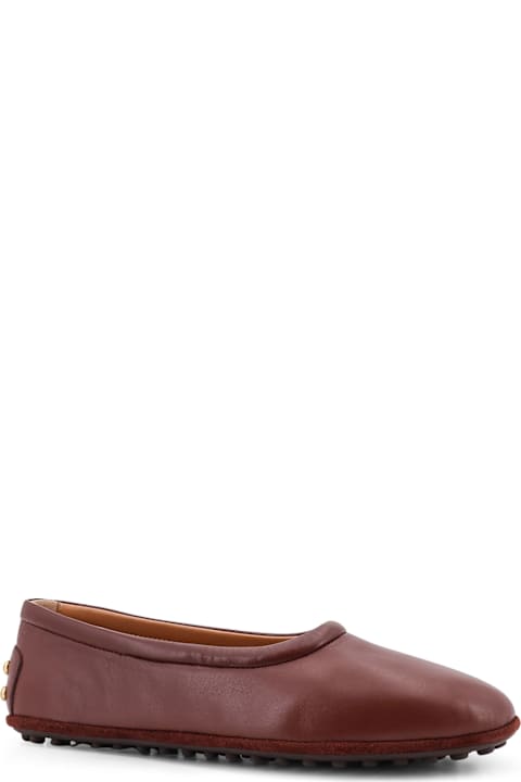Tod
s Leather Ballerinas With Rubber Stud Detail On The Back
