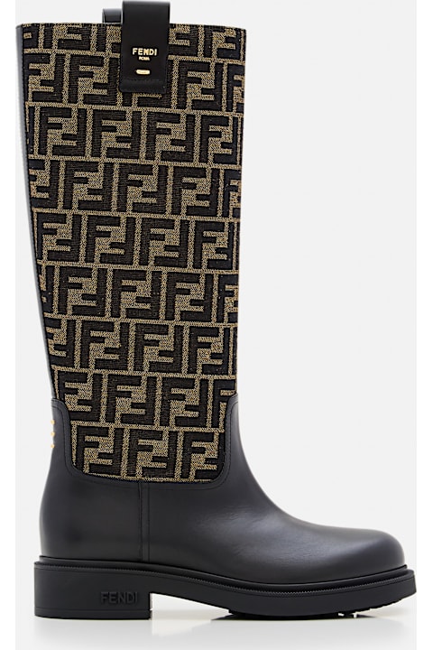 Fendi Ff Jacquard High Boots