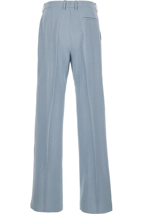 Sale for Men Bottega Veneta Light Blue Tailored Pants In Silk Blend Man