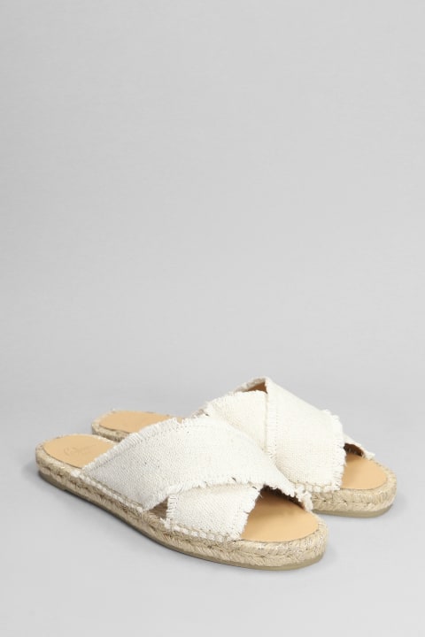 Castañer Sandals for Women Castañer Palmera-032 Flats In White Canvas