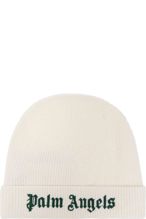 Fashion for Girls Palm Angels Logo-embroidered Turn-up Hem Knitted Beanie