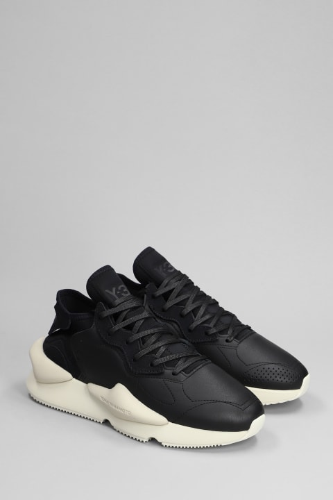Y-3 Sneakers for Men Y-3 Black Leather Blend Sneakers