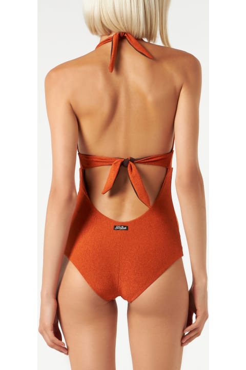 Homeware MC2 Saint Barth Lurex Orange One Piece Swimsuit