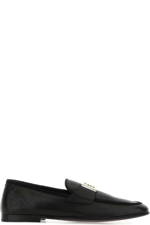 メンズ新着アイテム Dolce & Gabbana Black Leather Loafers