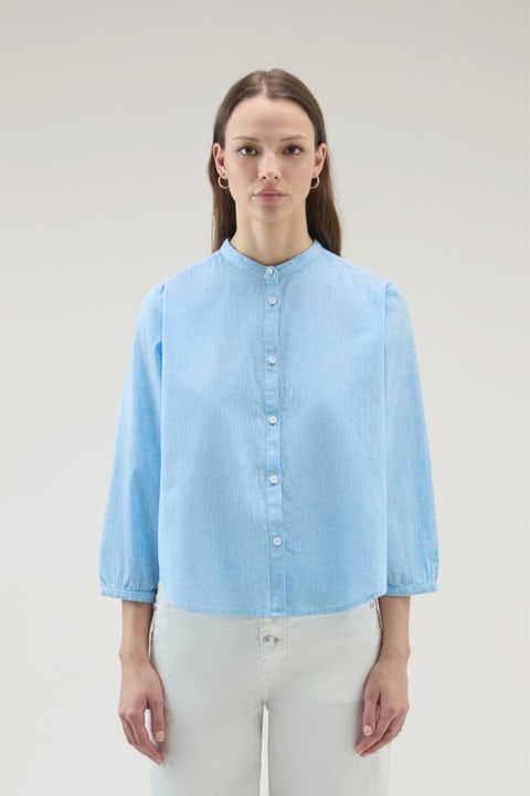 Woolrich for Women Woolrich Light Blue Long-sleeved Linen Shirt