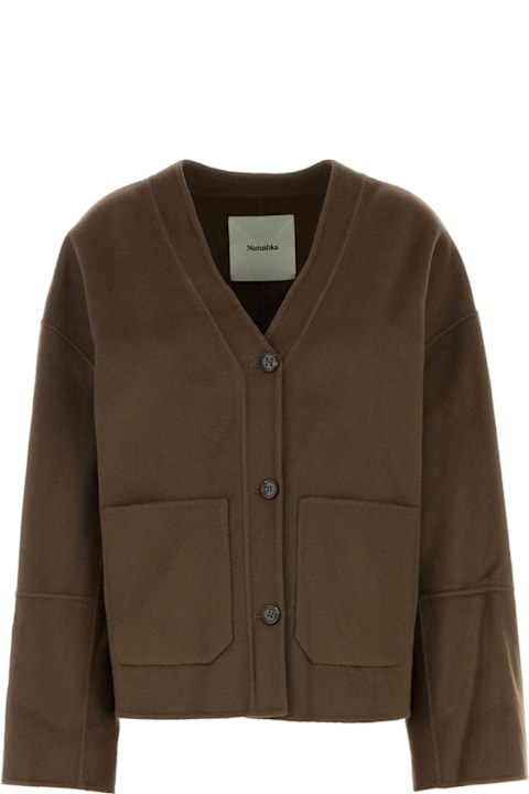 Homeware Nanushka Chocolate Wool Blend Oversize Dodie Cardigan