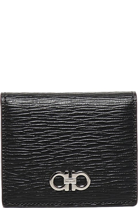 Ferragamo Wallets for Men Ferragamo Gancini Wallet In Embossed Leather