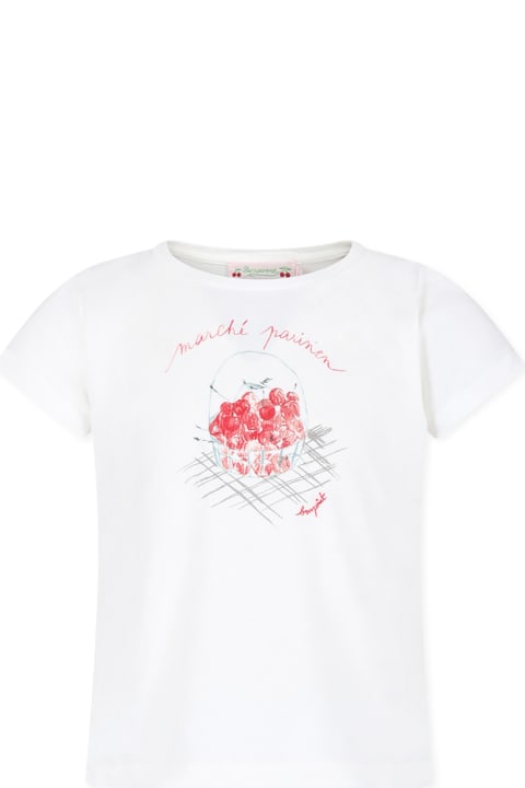 Bonpoint Topwear for Girls Bonpoint White T-shirt For Girl With Cherries