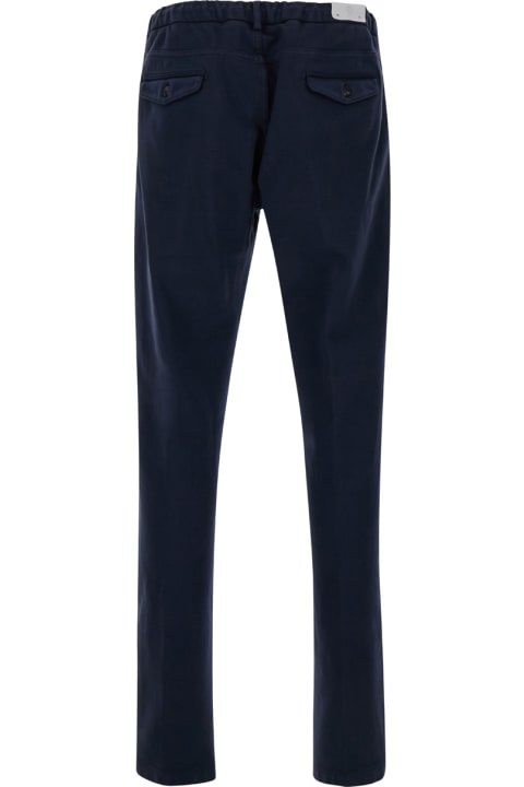 Eleventy Pants for Men Eleventy Blue Jogger Pants With Drawstring In Stretch Cotton Man