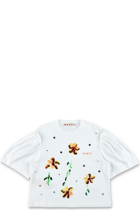 Marni T-Shirts & Polo Shirts for Girls Marni Sequin Flower T-shirt