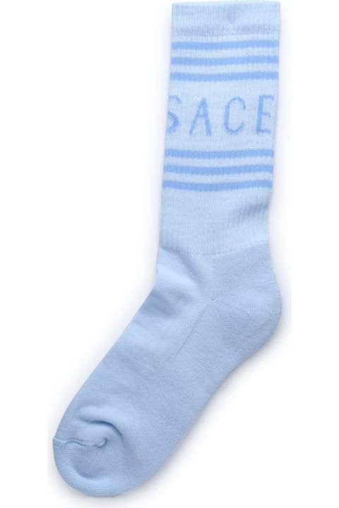 Underwear & Nightwear for Women Versace Light Blue Organic Cotton Socks