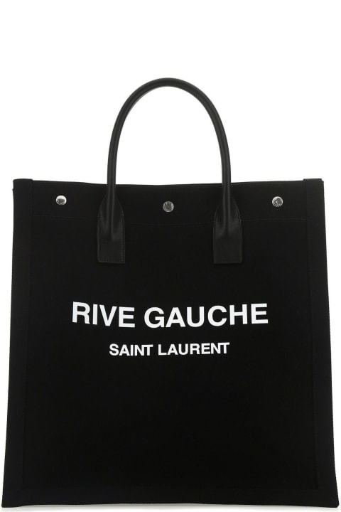 Totes for Men Saint Laurent Black Canvas Rive Gauche Shopping Bag