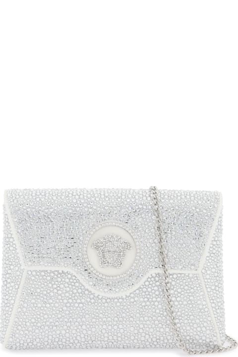 Versace Shoulder Bags for Women Versace La Medusa Envelope Clutch With Crystals