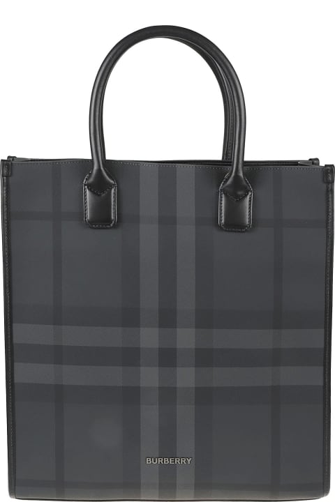 Totes for Men Burberry Round Top Handle Checked Tote