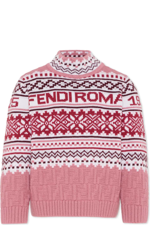 أدوات منزلية Fendi Pink Sweater For Girl With Logo