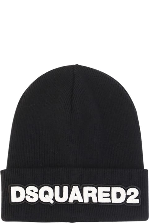 Dsquared2 Accessories for Men Dsquared2 Logo Embroidered Knit Beanie