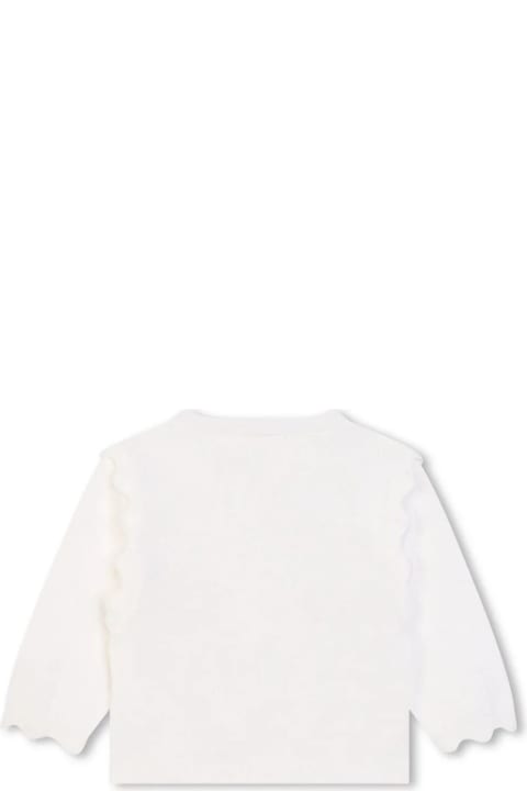 ベビーガールズ Chloéのニットウェア＆スウェットシャツ Chloé White Cardigan With Scalloped Hem