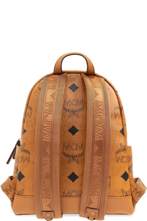 Backpacks for Men MCM All-over Logo Printed Zipped Backpack