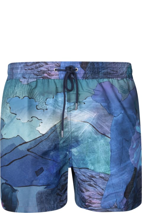Paul Smith Swimwear for Men Paul Smith Printed Multicolor/blue Swimsuit