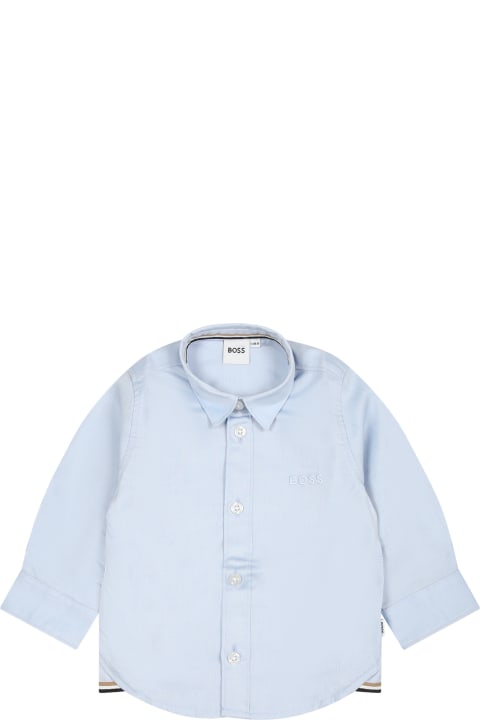Shirts for Baby Boys Hugo Boss Light Blue Shirt For Baby Boy With Logo