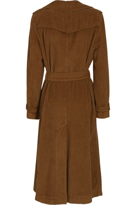 Coats & Jackets for Women Kiltie Ribbed Double-breasted Trench