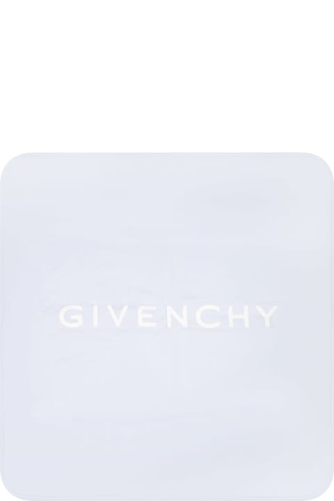 Fashion for Baby Boys Givenchy Light Blue Blanket For Baby Boy With Logo