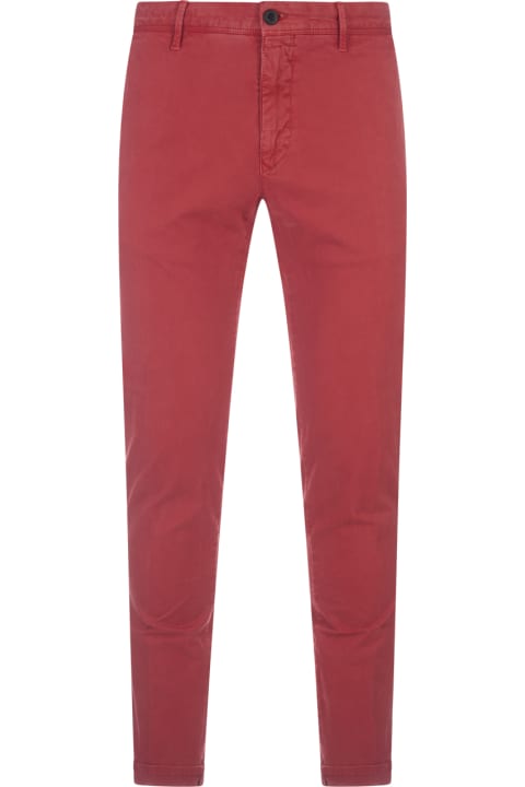 Incotex Pants for Men Incotex Red Stretch Gabardine Slim Fit Trousers