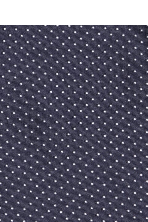 Ties for Men Canali Micro Polka Dot White/blue Tie