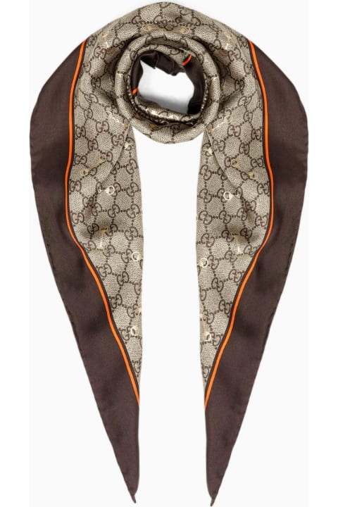 Scarves & Wraps for Women Gucci Begie\/orange Gg Jacquard Scarf